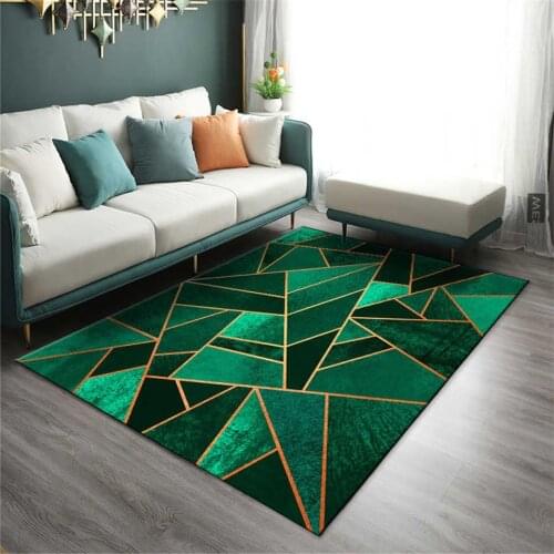 Luxury Geometric Green Capet For Living Room Nordic Style Large Area Rug Bedroom Coffee Table Carpet Dining Room Rug