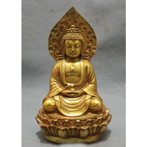 CHRISTMAS CHINESE BUDDHISM BRONZE GILT LOTUS SAKYAMUNI SHAKYAMUNI TATHAGATA BUDDHA STATUE HALLOWEEN