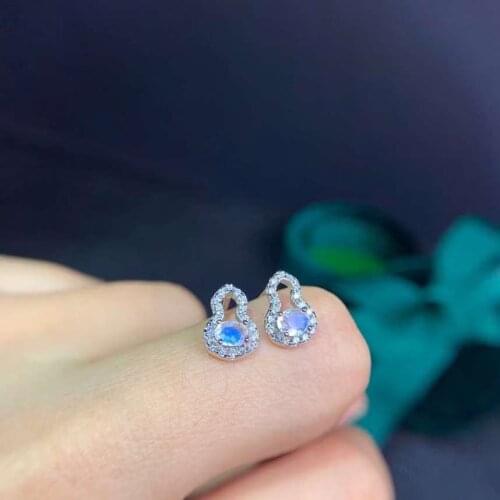 Fashion Lucky gourd Natural gemstone earrings stud earrings 925 silver natural light blue moonstone earrings women gift jewelry