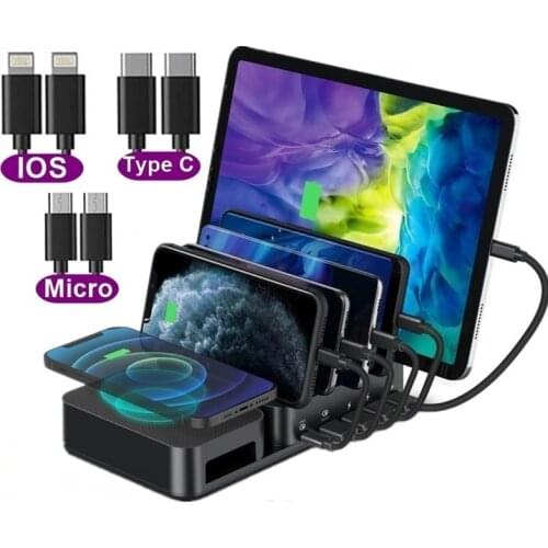 Tongdaytech Multi USB Fast Wireless Charger 4 Port Usb QC 3.0 PD Charging Carregador Portátil For IPhone XS 8 12 11 Pro Max XR