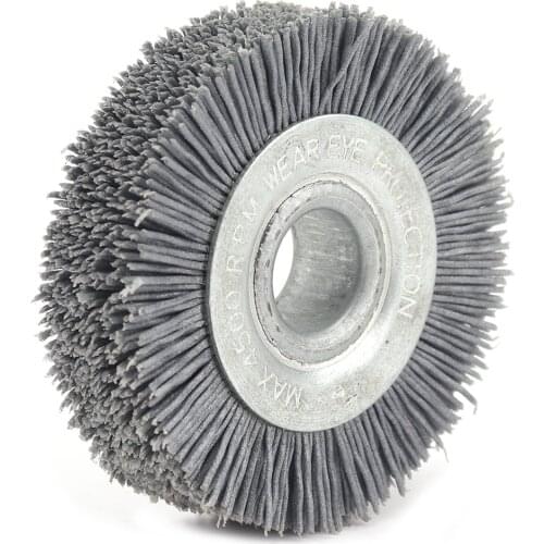 70mm Nylon Wire Drawing Wheel Brush 180 Grit Drum Burnishing Polishing Brush Wheel For Wood Furniture Stone Metal Grinding Tools