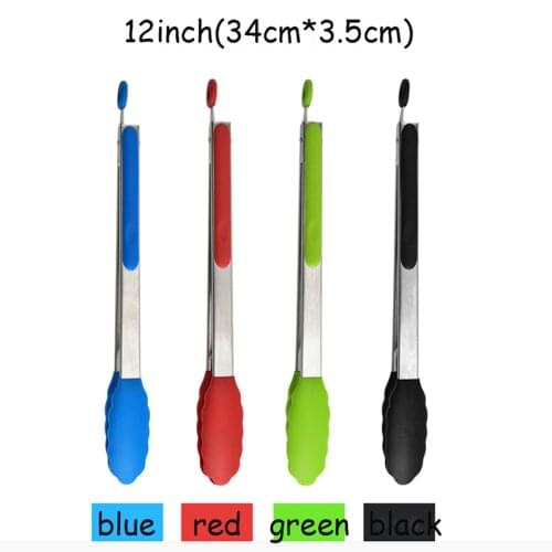 Silicone Food Tong Stainless Steel Kitchen Tongs Silicone Non-slip Cooking Clip Clamp BBQ Salad Tools Kitchen Accessories
