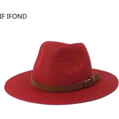 2021NEW Color Unisex Summer Spring Wide Brim Sun Hat Outdoor Beach Straw hat Casual Jazz Fedoras hat