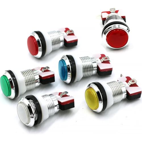 5V/12V LED CHROME Plated illuminated button switch push button microswitch for DIY arcade joystick game parts