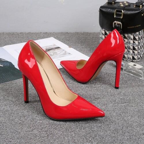 Womens Pumps Classic Pointed-Toe Shallow Mouth Leather Super High Fine Heel Solid Color Fashion Work Shoes Summer Ladies Shoes