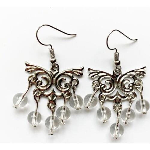 Clear Stone Vintage Earrings for Women Girls Natural Stones Beads Charms Butterfly Pendant Beautiful Hippie Earrings Nickel Free