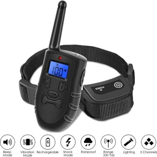 KPHRTEK Waterproof LCD Electric Remote Dog Shock Bark Collar Trainer Training 300M 27G9