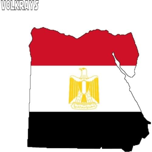 Volkrays Creative Car Sticker Egypt Flag Map Motorcycle Accessories Reflective Waterproof Cover Scratches Vinyl Decal,10cm*10cm