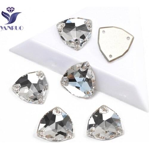 YANRUO 3272 Trilliant Flat Triangle Crystal Top Quality Sewing Crystals Glass Rhinestone Sewn Stones Sewing For Clothes Garment