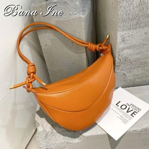 Women Shoulder Bags Crossbody Tote Bags Leather Half Moon Design Solid Color Satchel Women Bag Adjustable multi-function Strap