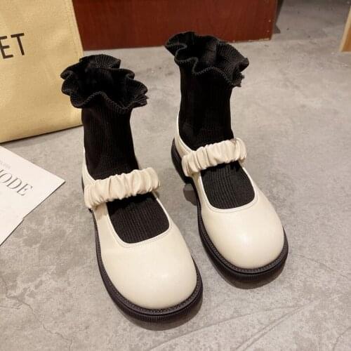 Knitted Socks Boots Women 2021 New Autumn and Winter Simple Fashion Boots Comfortable Non-slip Short Boots
