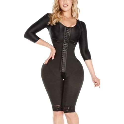 Womens Shapewear Hook And Eye Closure Breast Support Tummy Control Long Sleeve Triangle Bodysuit Bodyshaper