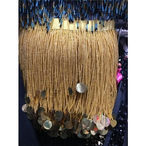 Gold 5 yards beaded trim, round bead rhinestone trimming for sash, headband, top quality wedding decoration JRB-11252