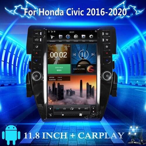 2 Din Android GPS Navigation Car Radio For Honda Civic 2016 -2019 Multimedia MP3 Player Autoradio Vertical Tesla Screen