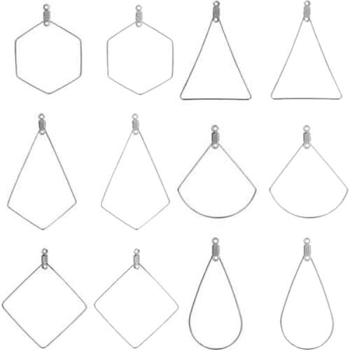 20pcs Stainless Steel Ear Wire Pendant Earring Hook Hoop Frame Connector Silver Geometric Water Drop Diy Jewelry Making Findings
