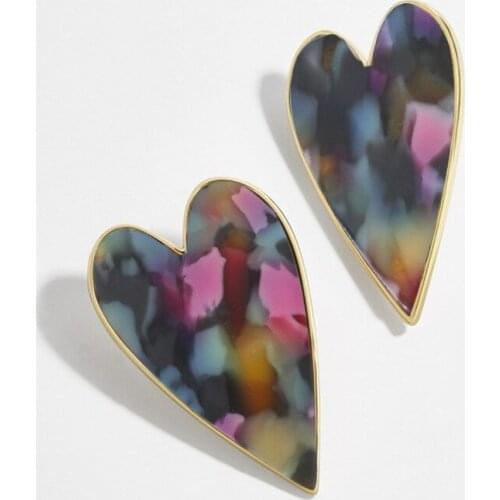 2020 Womens Earring Colorful Leopard Printing Acetate Earring Large Heart Shaped Statement Earring Fashion Party Love Earring