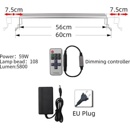 Aquarium LED Light Super Slim Fish Tank Aquatic Plant Grow Lighting Waterproof Bright Clip Lamp LED 20-60cm for Plants 220v