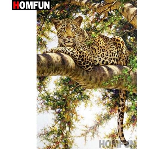 HOMFUN Full Square/Round Drill 5D DIY Diamond Painting "Animal leopard" Embroidery Cross Stitch 5D Home Decor A07711