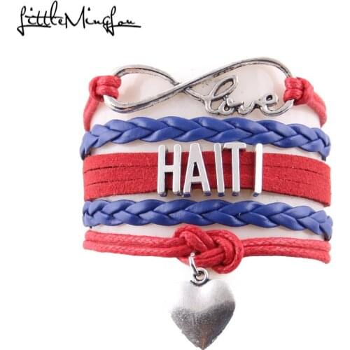 Infinity love Haiti Bracelet heart charm leather men bracelets & bangles for women jewelry Travel souvenir Drop Shipping