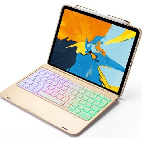 For iPad Pro 11 2018 LED Backlight Wireless Bluetooth Russian/Spanish/Hebrew Keyboard Case Stand Cover Build-in Pencil Holder