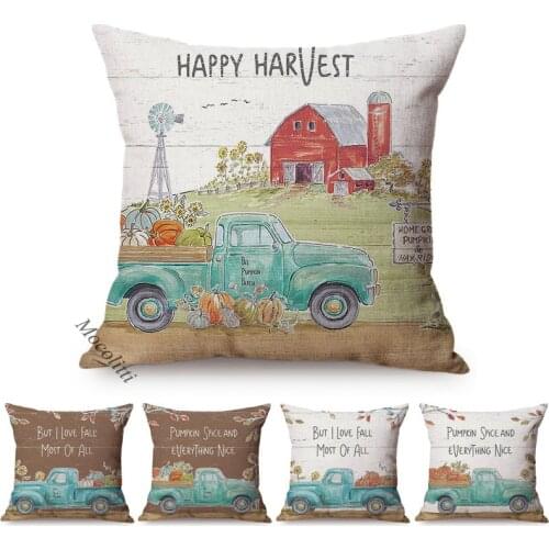 Farm Autumn Harvest Watercolor Pumpkin Decorative Chair Cushion Cover Thanksgiving Home Decor Restaurant Sofa Throw Pillow Cases