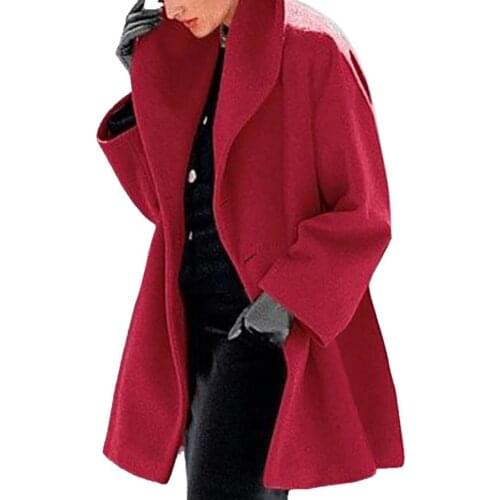 Women Jacket Autumn Winter Shawl Collar Buttons Warm Hooded Jacket Long Coat Outerwear