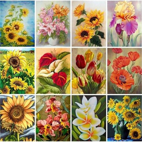 EverShine Diamond Painting Full Square Flowers Diamond Embroidery Sunflowers Cross Stitch Rhinestones Art Hobby Gift Home Decor