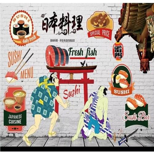 Custom wallpaper murals - Hand painted Japanese food sushi wall - high-end wall covering