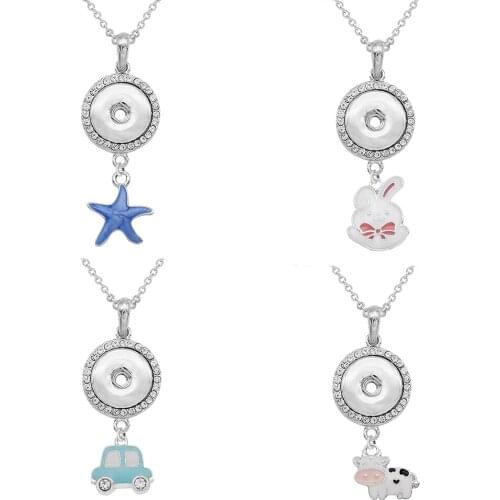 Rabbit Car Dog Cow starfish girls 18mm snap button jewelry necklace & pendants DIY MY9128