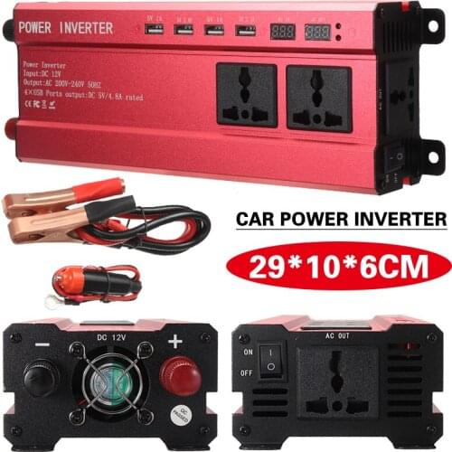 Mayitr 1pc 2000W USB Charging Solar Car Power Inverter Portable 4 USB 3 Socket Dual Display Vehicle Inverters