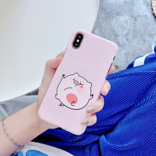 Cartoon Cute Pink Pig Phone Case for iPhone X Lovely animal Cases Hard PC Back Cover For iphone 6 6s 7 8 Plus girls cases covers