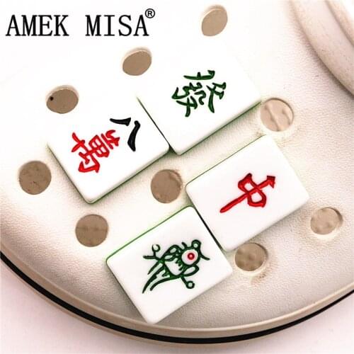 Simulation Mahjong cards Shoe Charm Decoration Realistic Novel Funny Shoe Buckle Accessories fit croc jibz Kids Party X-mas Gift