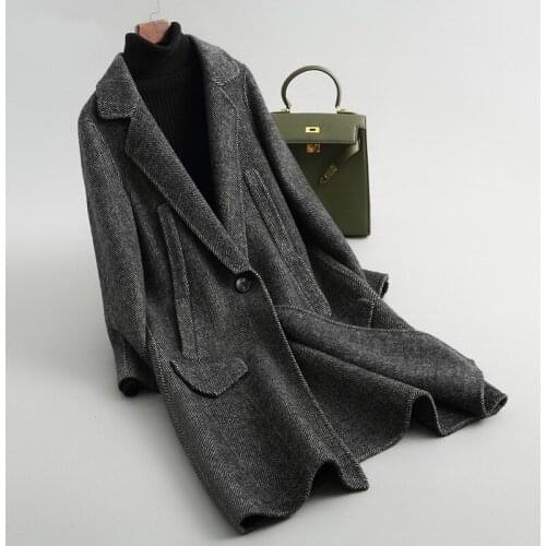 Fashion Long Style Real Wool Coat Female Double-sided Wool Coats for Women Alpaca Cashmere Autumn Winter Jacket 38048