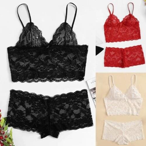 New Sexy Women Lace Bra Briefs Lingerie Underwear Pajamas Camisole Sleepwear Set Temptation Charming Underwear Set Белье Женское
