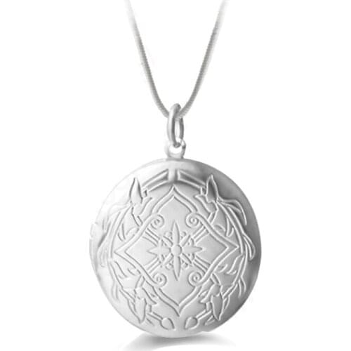 Simple New Fashion 925 Sterling Silver Jewelry Round Photo Locket Necklace Pendant Best Gift For Women Girl Christmas