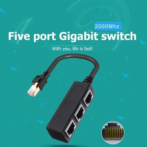 RJ45 1 to 2 /3Female Port Ethernet Cable Splitter Connector Network Adapter Modular Ethernet Socket Coupler Extender for Cat 8