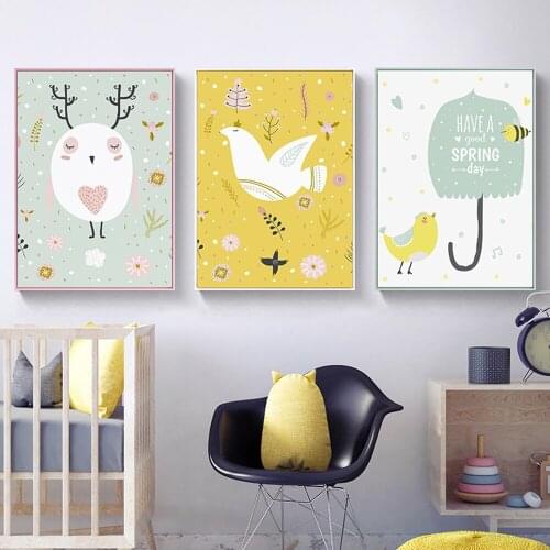 Nordic Sparrow Birds Posters And Prints Wall Art Canvas Painting Wall Pictures For Living Room Decoration Maison