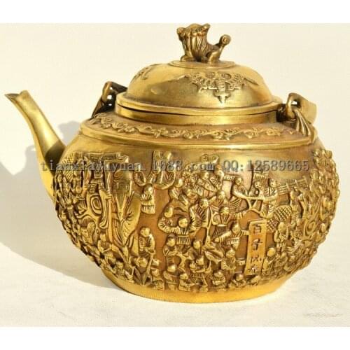Special Feng Shui Bronze Teapot Copper Teapot Longevity Bat Copper Teapot Home Decoration