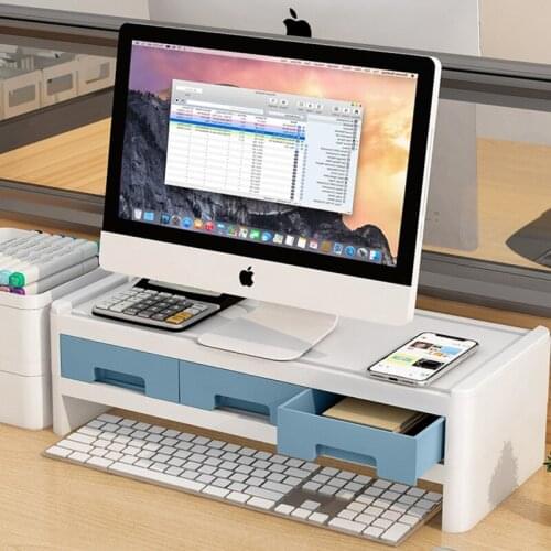 Improve cervical spine, desktop computer monitor, raise shelf, desktop partition, keyboard, organize storage rack