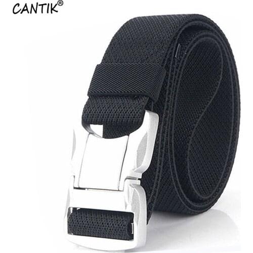 CANTIK Quality Versatile Nylon Belt Silver Aluminum Alloy Slide Buckle Metal Casual Models Accessories for Men 38mm Wide CBCA183
