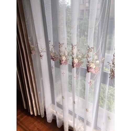 French Romantic Embroidered Curtain Screens Korean Garden Hanging Basket Flower Balcony Living Room Partition Curtain
