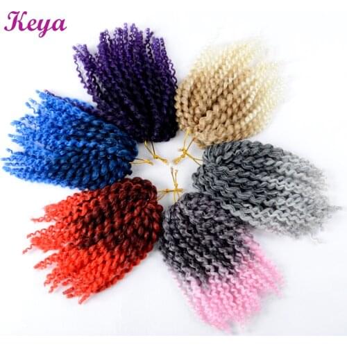 Ombre Marlybob Hair Corchet Braid Kinky Curly Crochet Hair 8 Inch Synthetic Braiding Hair Extensions For Women