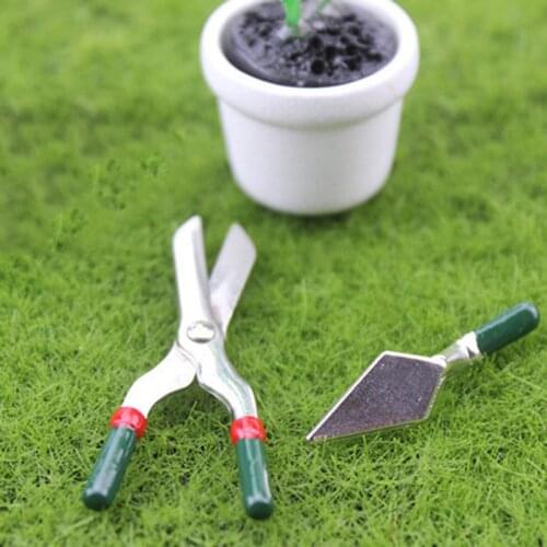 1/12 Mini Metal Watering Can Scissors Shovel Set Simulation Pruning Tool Toys Dollhouse Accessories for Doll House Decoration
