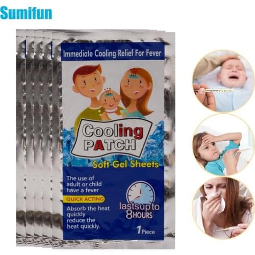 1/6PCS Baby Fever Down Medical Plaster Cooling Patches Migraine Headache Pain Pad Lower Temperature Ice Gel Polymer C1593