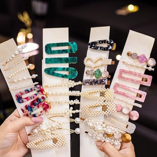 1Set Popular Pearl Acrylic Hair Clips Fashion Woman Home Hair accessories Hairpins BB Clip Styling Tools Barrettes Headwear