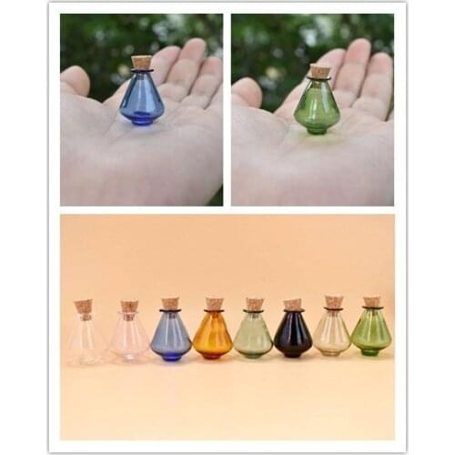 1pcs NEW Small Vase Mini Glass Color Bottles Cute Bottles With Cork Little Bottles Gift Tiny Jars Vials 9 Colors For key Chain