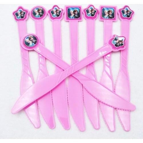 10pcs/set Elsa and Anna Babyfavor Disposable Plastic Knives Birthday Decoration Kids Cartoon Supplies Favors Set