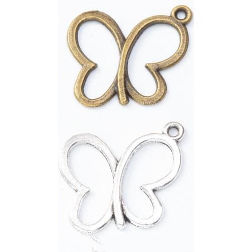 120pcs 20*20MM Antique silver color hollow butterfly charms vintage pendants for bracelet earring necklace diy jewelry making