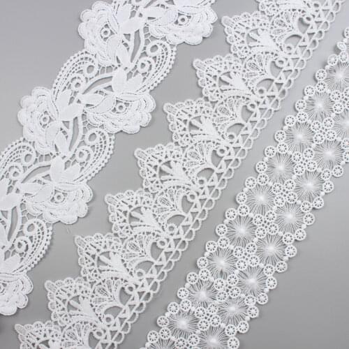 2Yards 7cm water soluble White Lace Ribbon Embroidered Hollow lace trims Diy Garments Appliques Garment Special lace Supplier