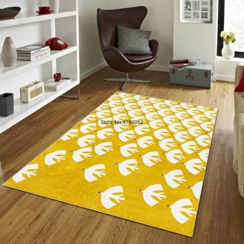 200x300cm Modern Nordic Simple Fashion Geometric Bird Warm Yellow Gray Living Room Bedroom Bedside Mat Customization